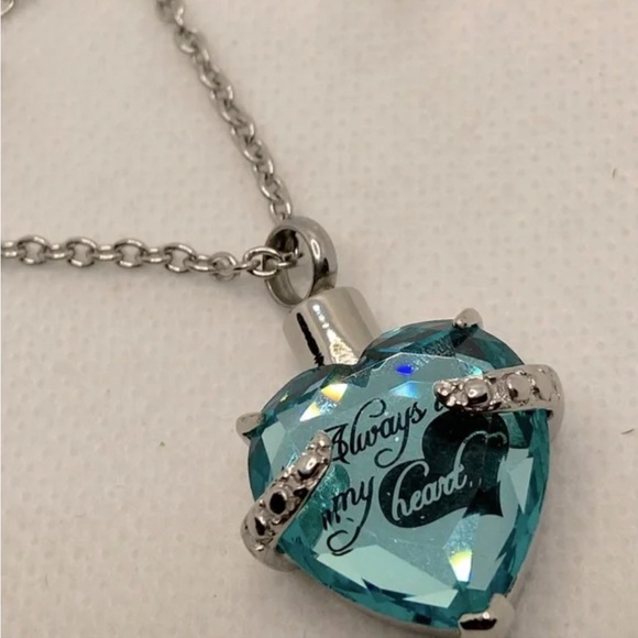 Cremation Urn Necklace for Ashes Always in My Heart Jewelry - Picture 3 of 7